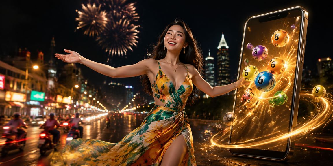 Không khí lễ hội sôi động tại TP.HCM với người chơi tham gia xổ số và các trò chơi may mắn