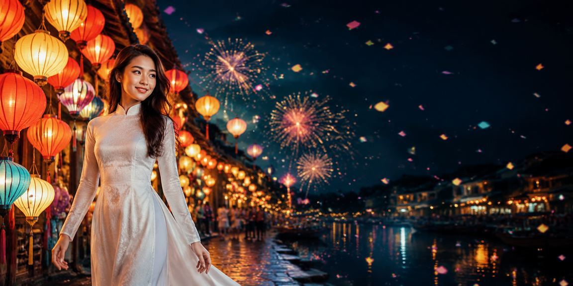 Khung cảnh Hội An về đêm với người dùng thưởng thức casino trực tuyến trong không gian cổ kính